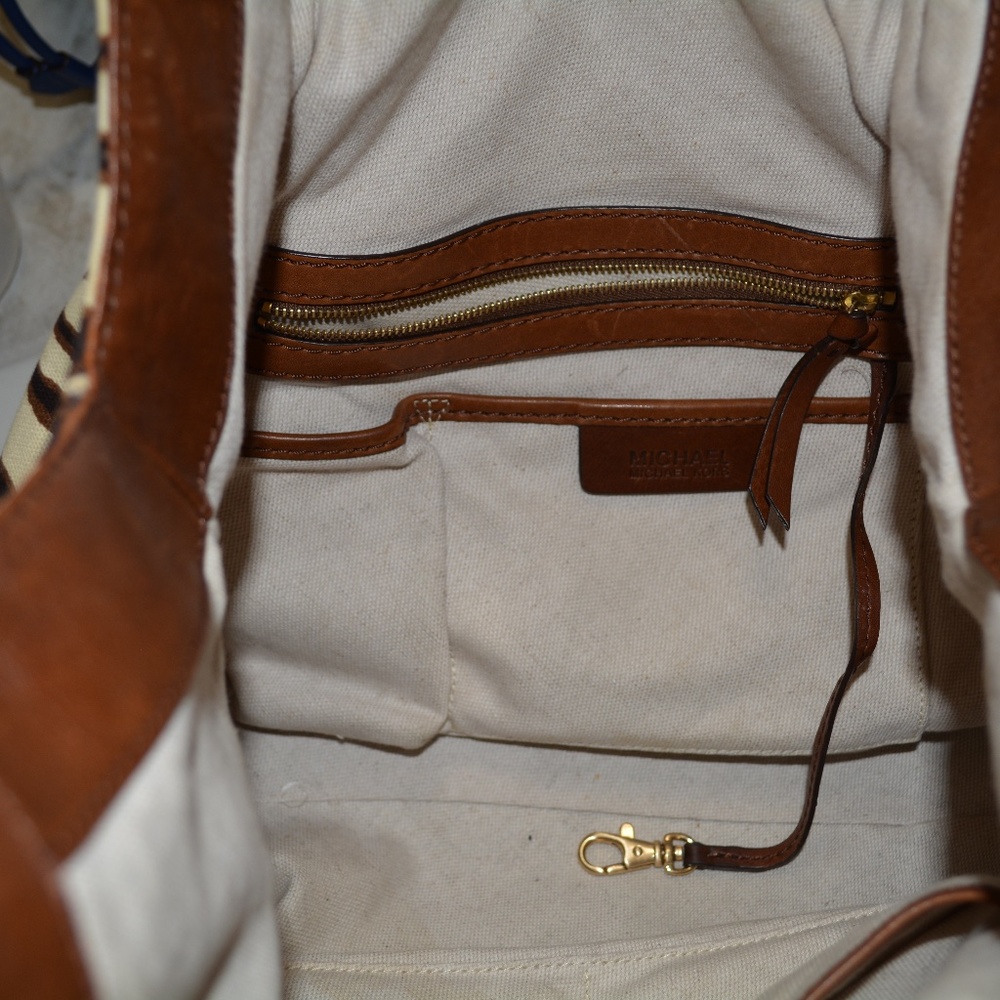 Michael Kors Zebra Stud Brown Leather Hobo Bag - Picture 2 of 8
